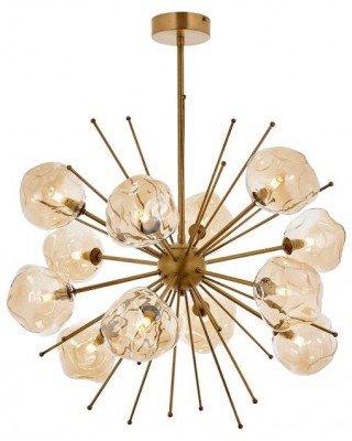 METAL & GLASS ANTIQUE COLOR & CHROME CHANDELIER 70 CM DIAMETER LOAD: 80 CM